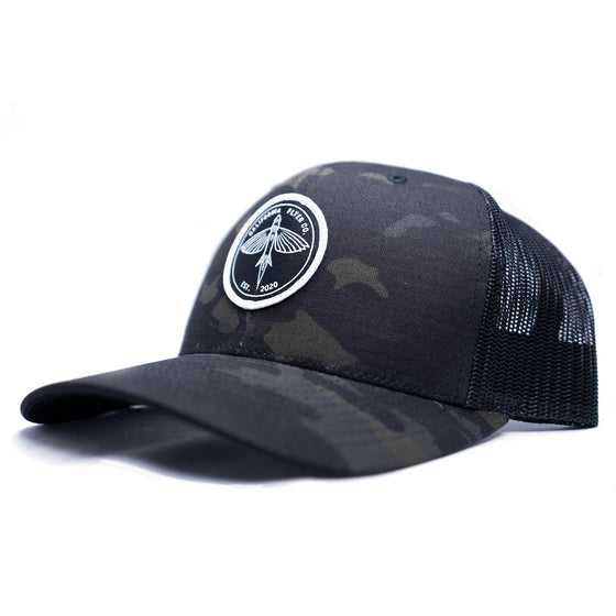 Black Camo Performance Snapback Circle Patch Hat